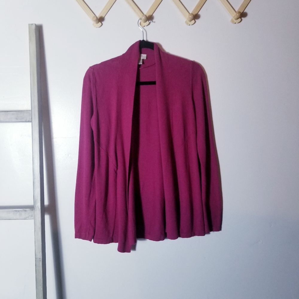 LOFT DARK FUCHSIA CARDIGAN SIZE SMALL